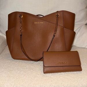 Michael Kors Brown Tote and Wallet Set